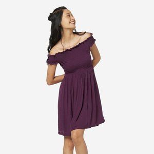Nuon Aubergine Off-Shoulder Dress